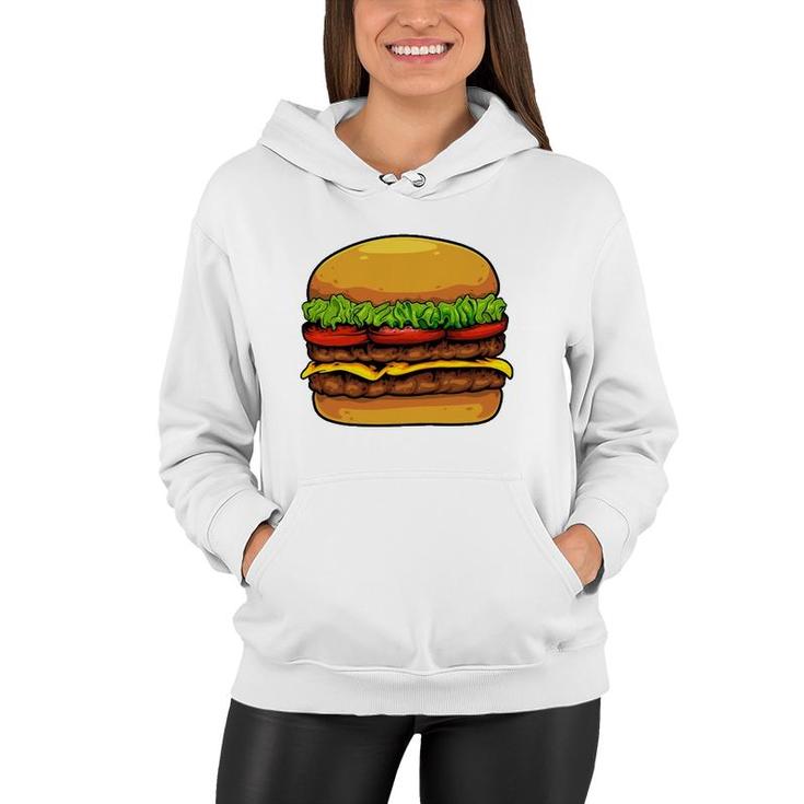 Funny Hamburger Art For Kids Men Women Cheeseburger Lover Women Hoodie