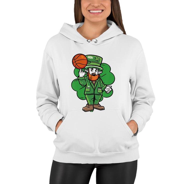 Kids Leprechaun St Patrick's Day Cool Basketball Clover Irish Gift Women Hoodie