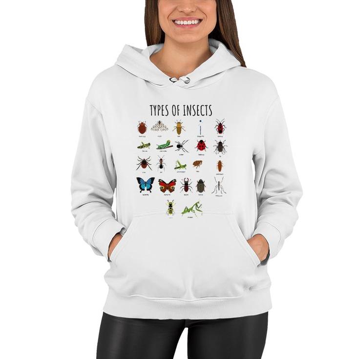 Kids Types Of Insects Bug Identification Science Tee Women Hoodie