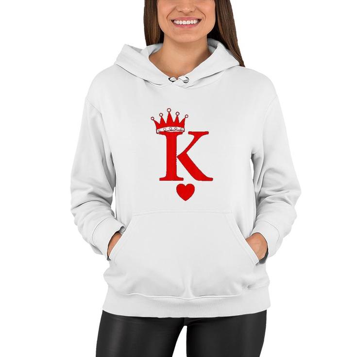 King Of Hearts Queen Of Hearts Playing Cards Deck Of Cards  Women Hoodie