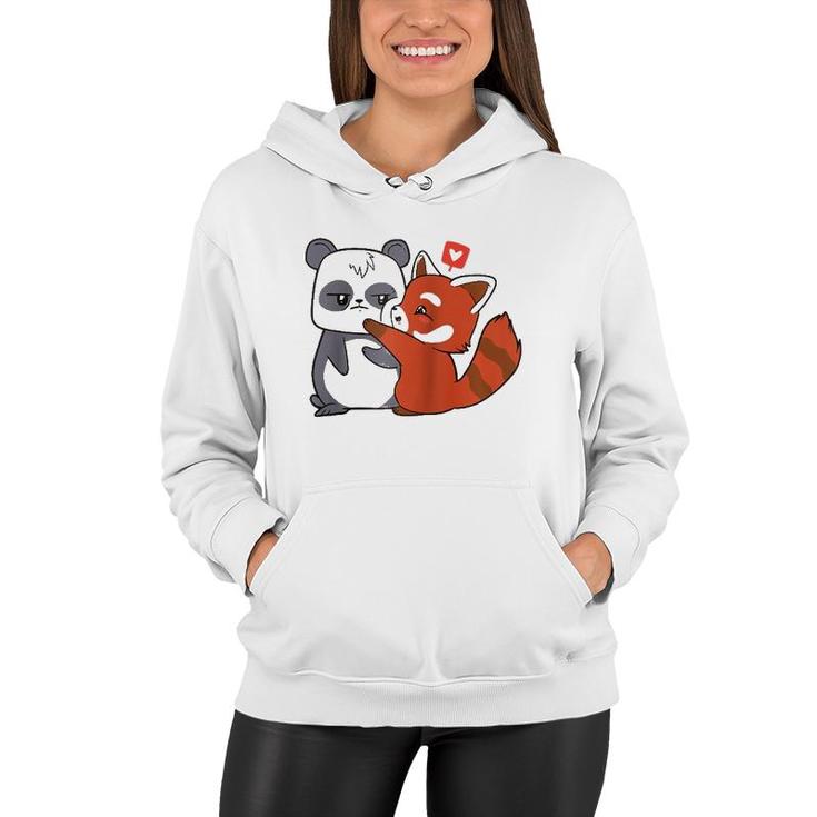 Love Giant Panda Bamboo Bear Cartoon Couple Heart Kids Gifts  Women Hoodie