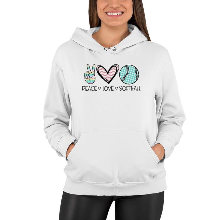 Peace Love Softball Cute Design For Women Teen Girls Women Hoodie