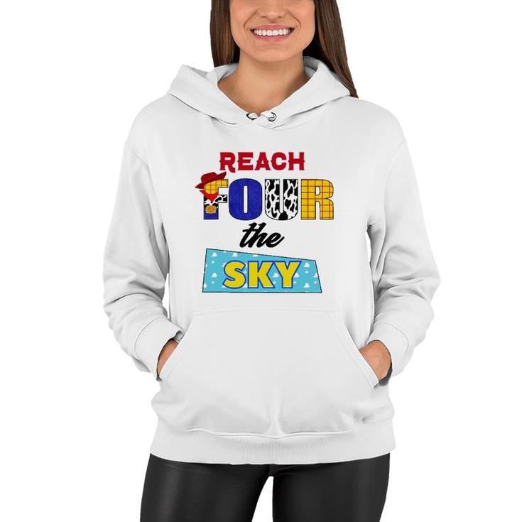 Reach Four The Sky 4Th Birthday Toy Lover Cowboy Bday Funny Women Hoodie