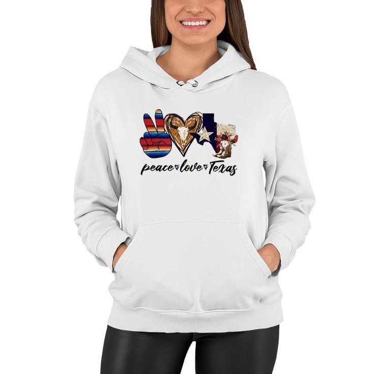 Retro Peace Love Texas Cowboy Boots Western Country Cowgirl Women Hoodie