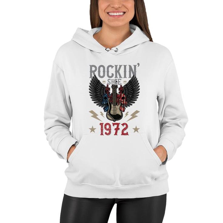Rockin Since 1972 T  Rock N Roll Lovers 50Th Birthday Premium  Women Hoodie