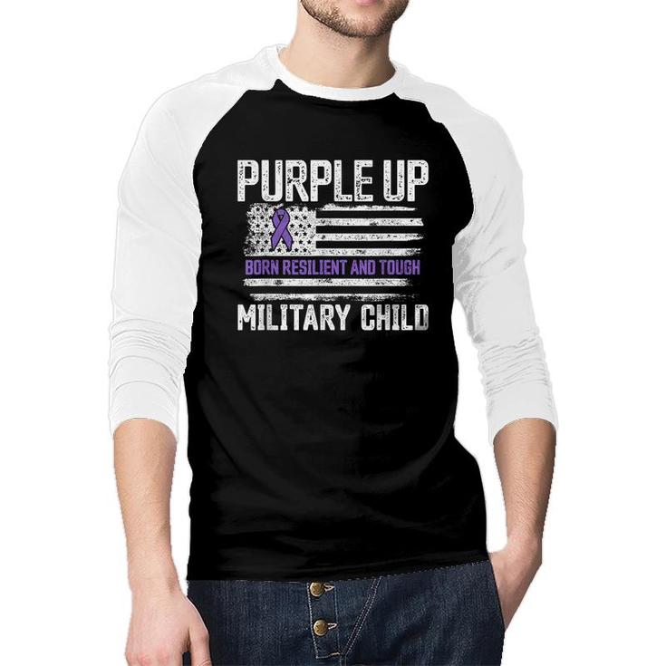 Military Child  Military Kids Purple Up Military Child  Raglan Baseball Shirt
