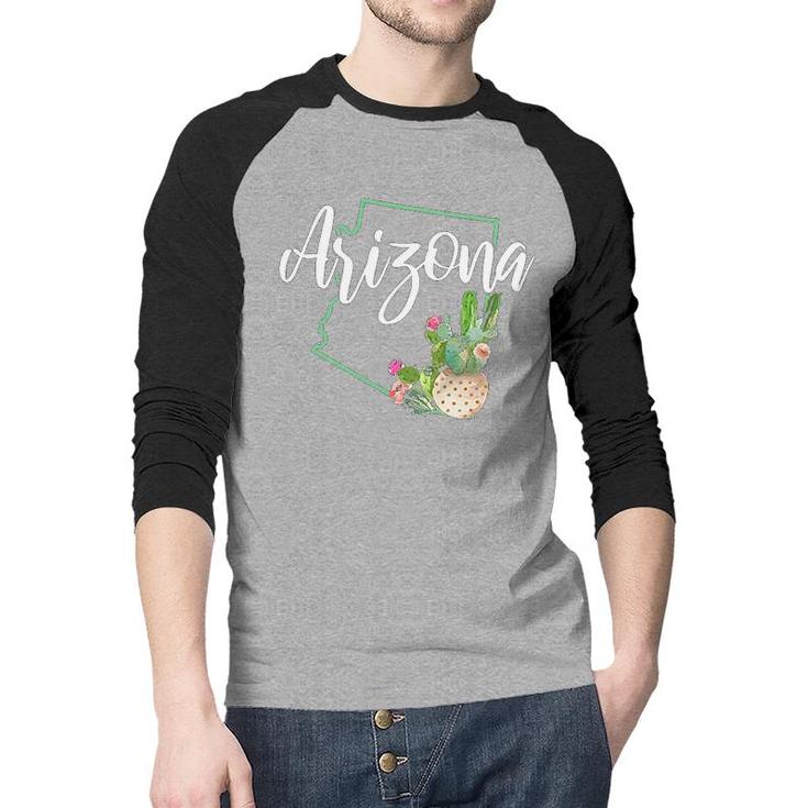 Arizona Pride State Map Cactus Vintage Arizona  Raglan Baseball Shirt