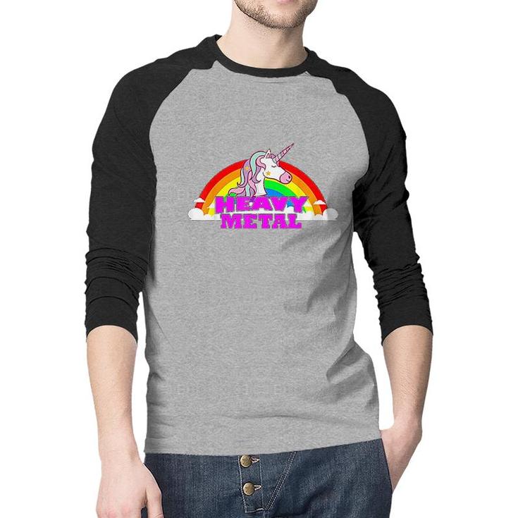 Funny Death Metal Unicorn Rainbow Gift Fantasy  Raglan Baseball Shirt