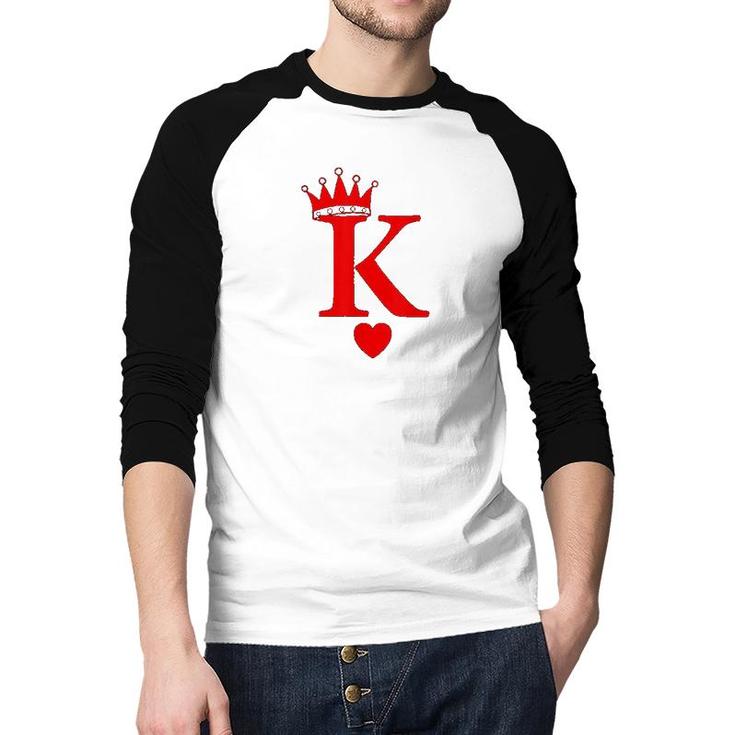 King Of Hearts Queen Of Hearts Playing Cards Deck Of Cards  Raglan Baseball Shirt
