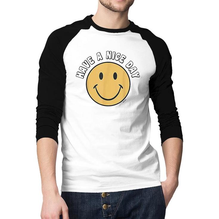 Retro Kid Adult Puck Smile Face Have A Nice Day Smile Happy Face Raglan Baseball Shirt