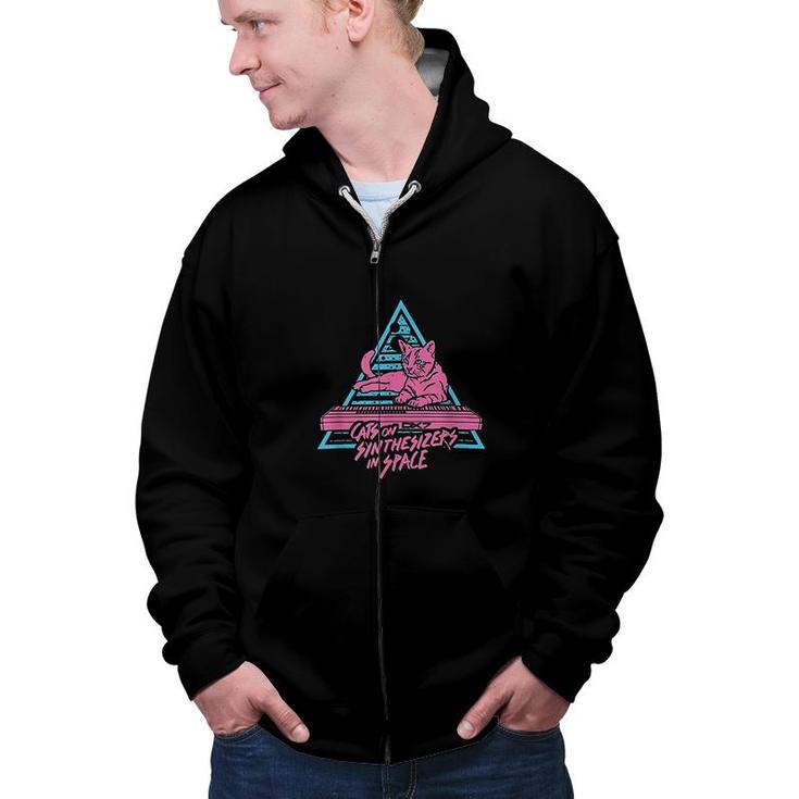 Cats On Synthesizers In Space Cat Owner Zip Up Hoodie