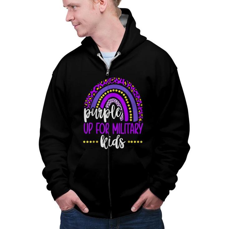 Purple Up For Military Kids  Rainbow Military Child Month  Zip Up Hoodie