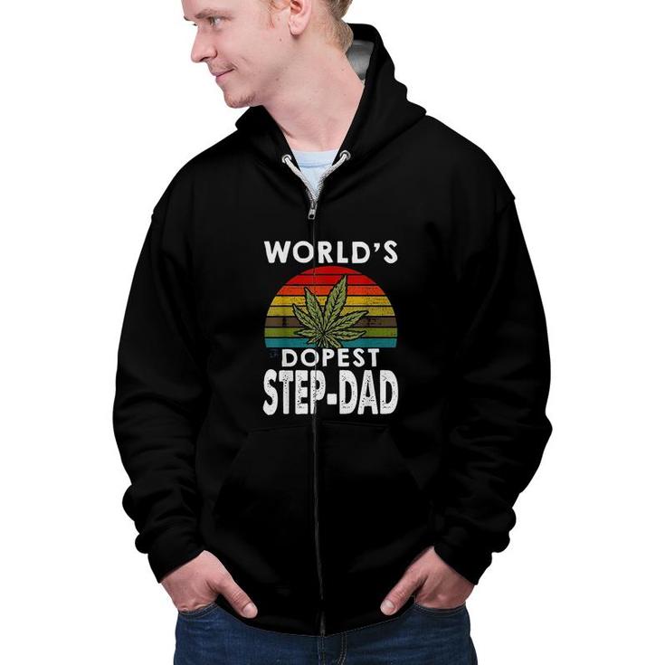 Vintage Worlds Dopest StepDad Weed Zip Up Hoodie