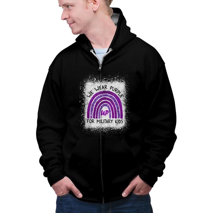 We Wear Purple Up For Military Kids  Military Child Month  Zip Up Hoodie