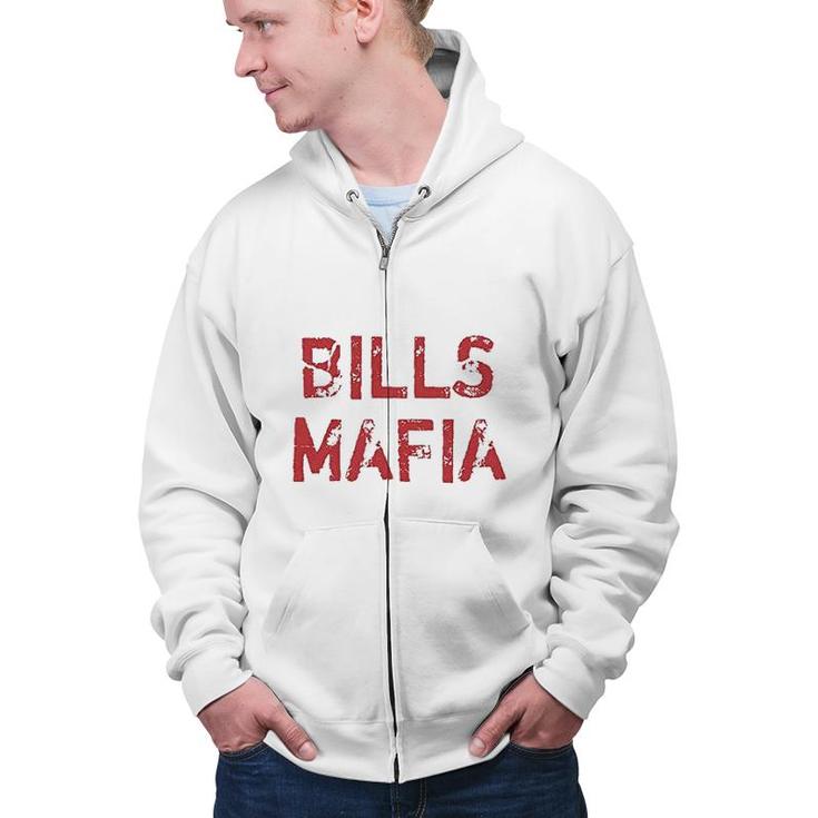 Expression Distressed Bills Mafia Red Print Mens  Zip Up Hoodie
