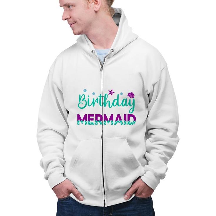 Mermaid Matching Family Birthday Blue Purple Zip Up Hoodie