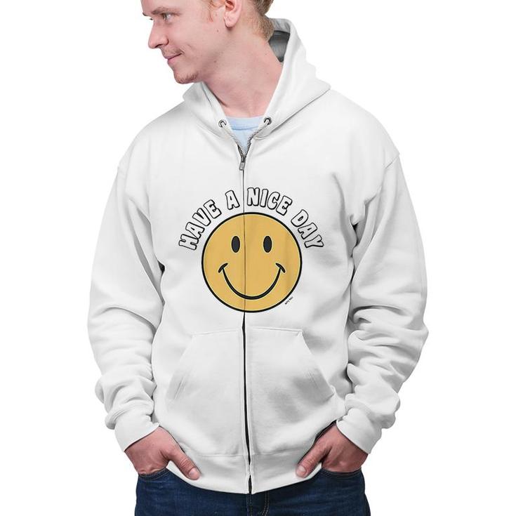 Retro Kid Adult Puck Smile Face Have A Nice Day Smile Happy Face Zip Up Hoodie