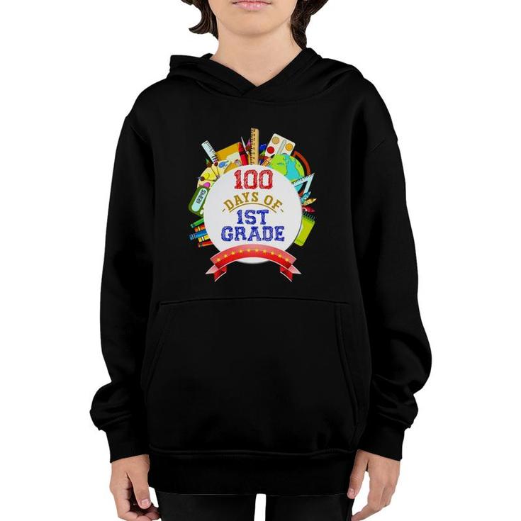 100 Days Of 1St Grade School Student Gift 100 Days Of School Youth Hoodie