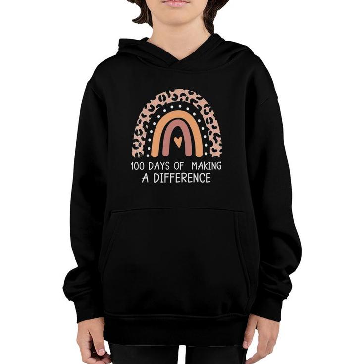 100 Days Of Making A Difference 100Th Day Of School Teacher Youth Hoodie