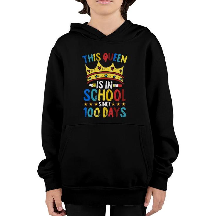 100 Days Of School Queen Crown Teacher Cool Student Gifts Youth Hoodie