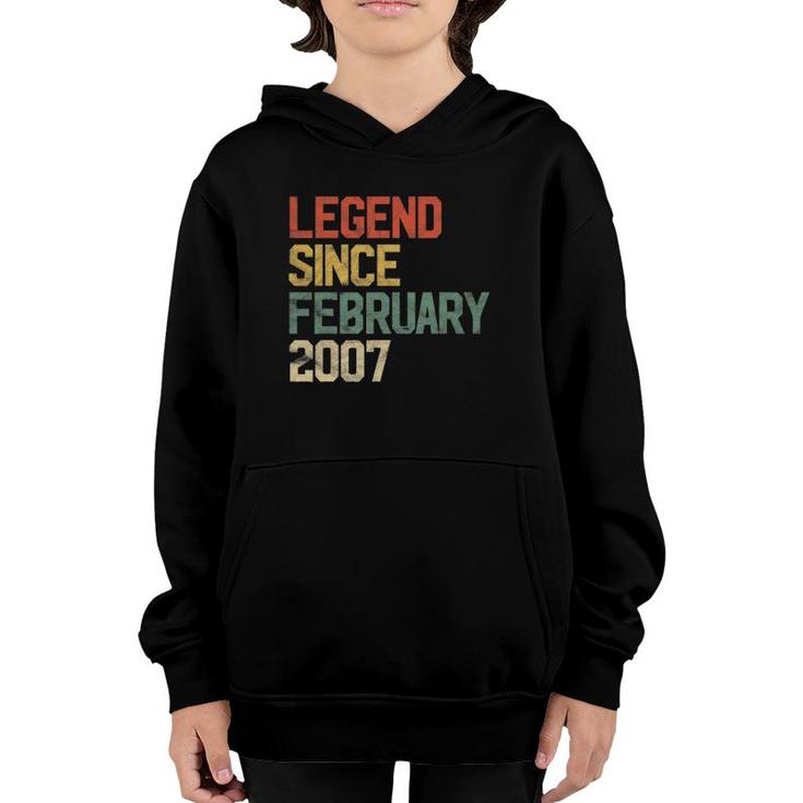 15 Years Old Gifts Legend Since February 2007 15Th Birthday Youth Hoodie