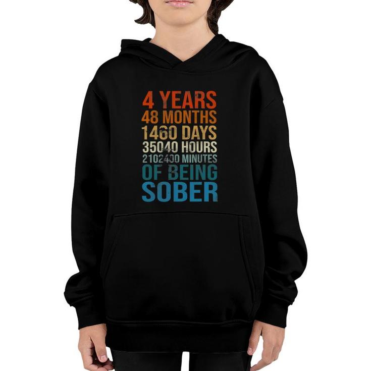 4 Years Sober Celebration Sobriety Recovery Clean And Sober Youth Hoodie