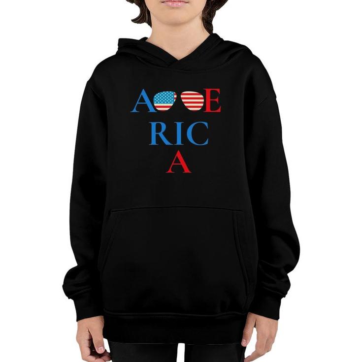 4Th Of July American Flag Usa Youth Hoodie