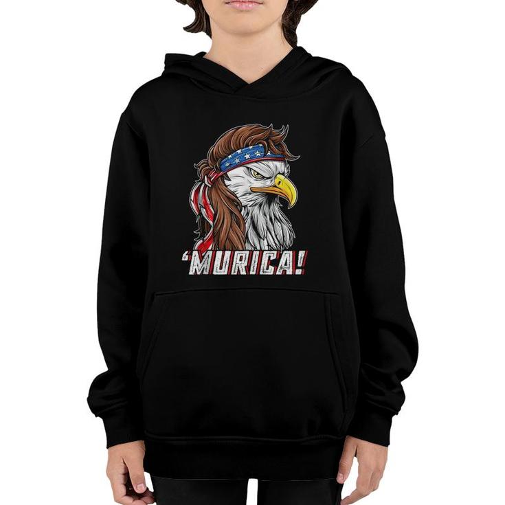 4Th Of July Eagle Mullet Murica American Flag Usa Merica  Youth Hoodie