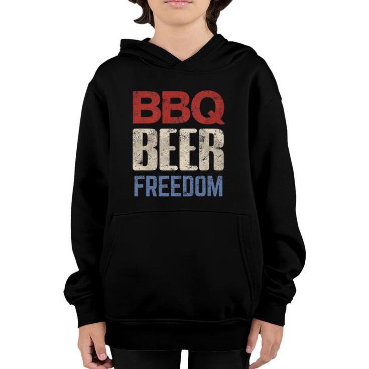4Th Of July Patriotic Usa American Flag Bbq Beer Freedom Youth Hoodie
