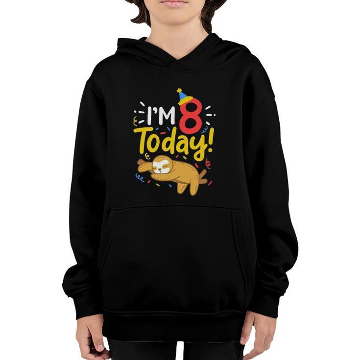 8Th Birthday Sloth Eight Years Old Youth Hoodie