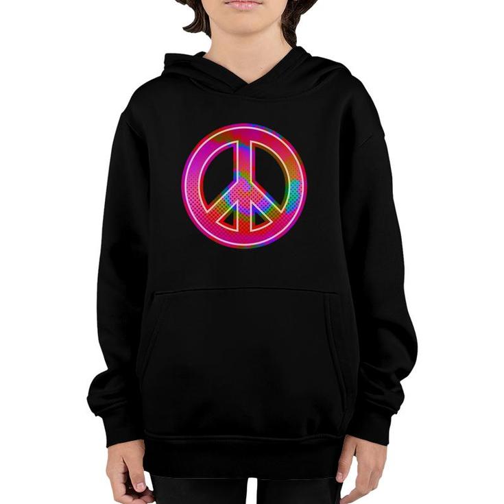 90S Rave  Psychedelic Tie Dye Hippie Peace Sign Youth Hoodie