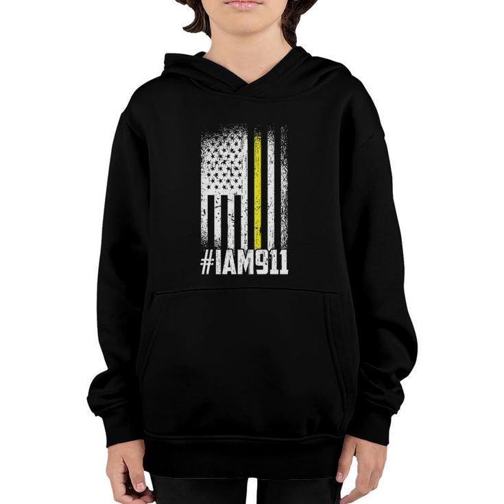 911 American Flag Dispatch Er Usa Thin Gold Line Operator Youth Hoodie