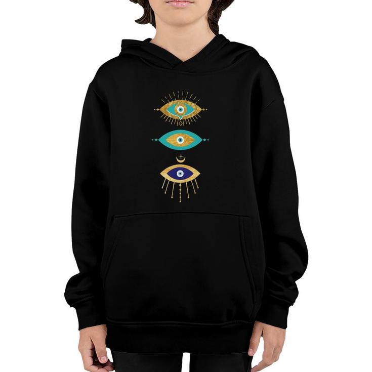All Seeing Evil Eyes Yellow Eyelashes Curse Protection Youth Hoodie