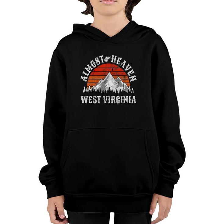 Almost Heaven West Virginia Mountains Retro Sunset Vintage Youth Hoodie