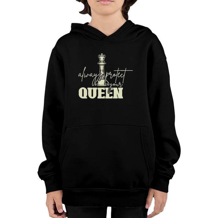 Always Protect Your Queen Women Chess Player Gift Chess Youth Hoodie
