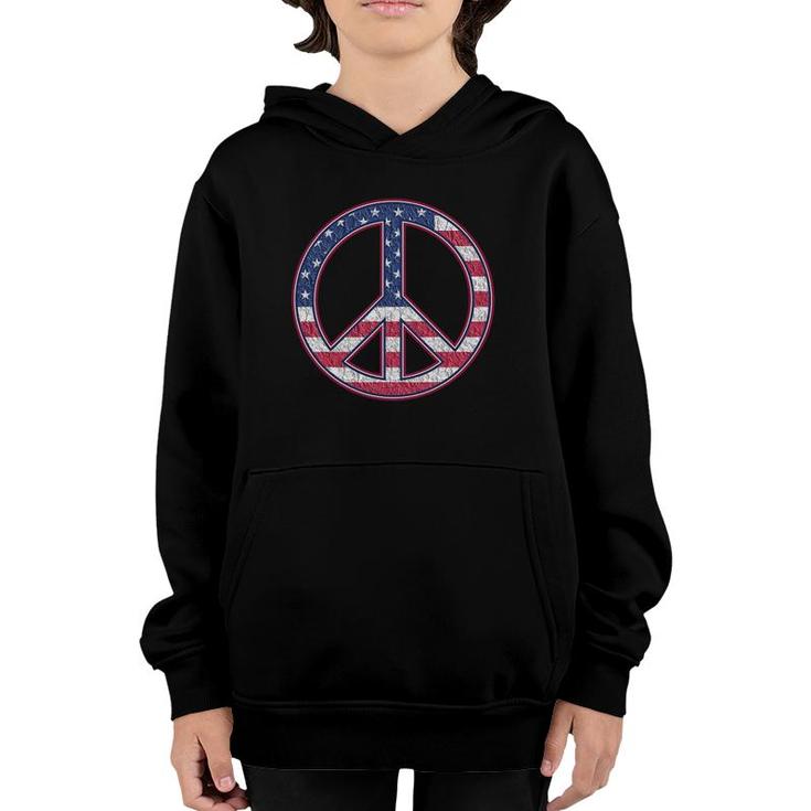 American Flag Peace Sign - America Pride - Usa Proud Patriot Youth Hoodie