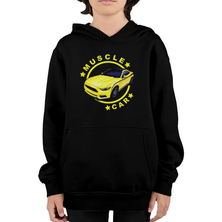 American Muscle Yellow Car Car Lover Youth Hoodie