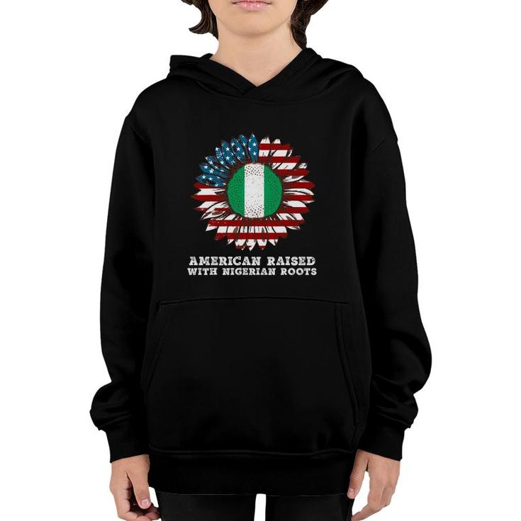 American Raised With Nigerian Roots Sunflower Usa Flag Youth Hoodie
