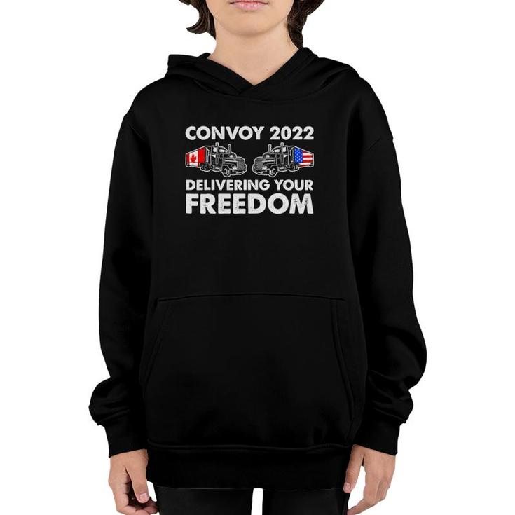 American Trucker Convoy 2022 Usa Canada Truck Driver Protest Youth Hoodie