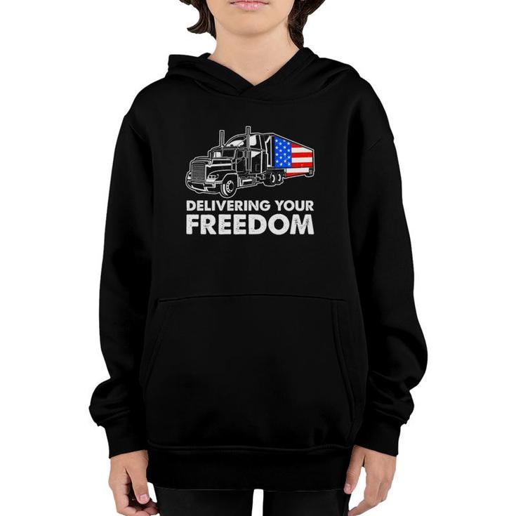 American Trucker Freedom Convoy 2022 Usa Canada Truck Driver  Youth Hoodie