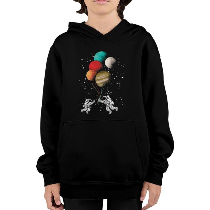 Astronaut Balloon Planets Space Stars Moon Galaxy Spaceship Youth Hoodie