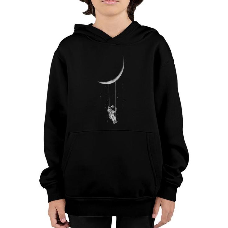 Astronaut Riding A Swing Tethered To The Moon Youth Hoodie
