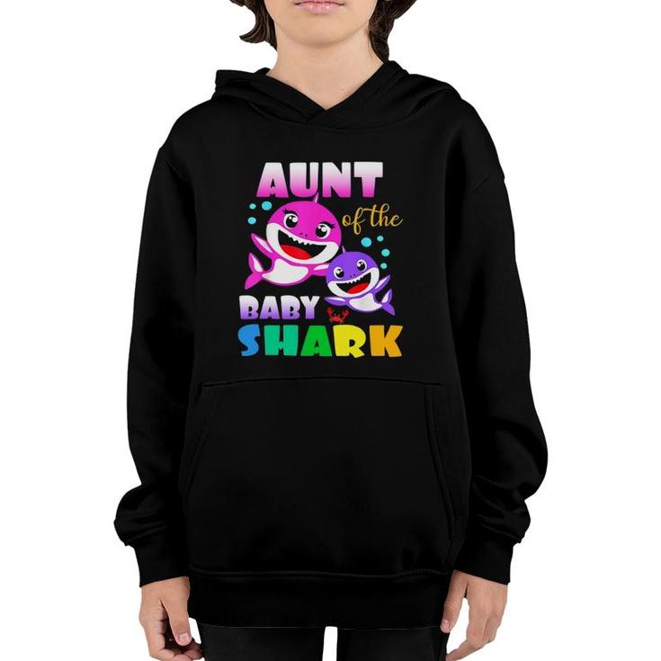 Aunt Of The Baby Birthday Shark Aunt Shark Christmas Youth Hoodie