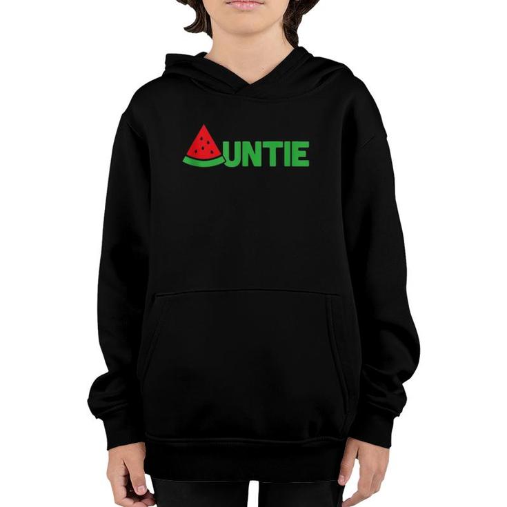 Auntie Watermelon Funny Summer Tropical Fruit Aunt Humor  Youth Hoodie