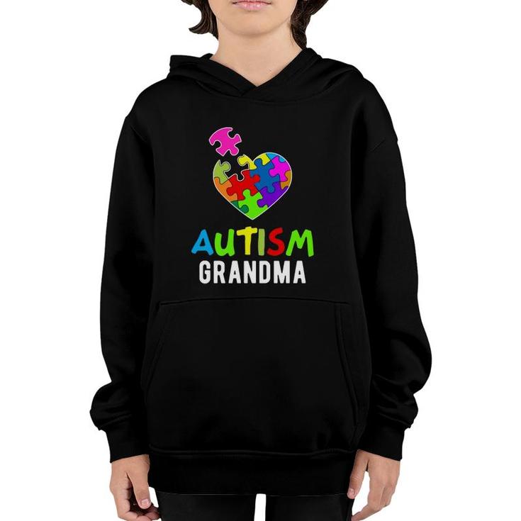 Autism Awareness Grandma Puzzle Heart  Youth Hoodie