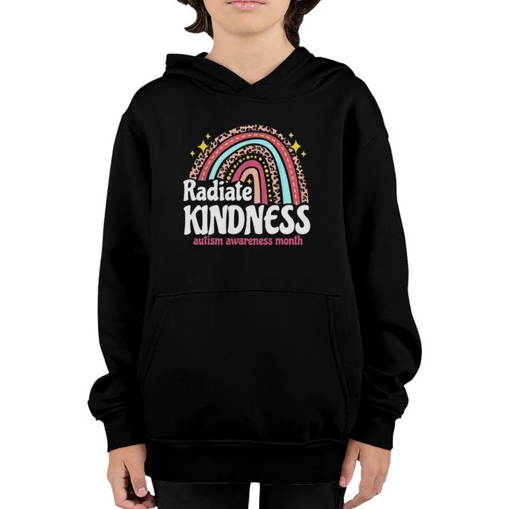 Autism Awareness Month Radiate Kindness Teacher Rainbow Youth Hoodie
