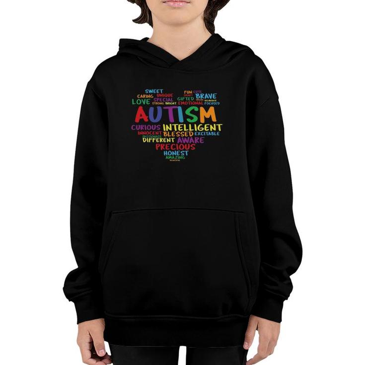 Autism Awareness Month Rainbow Heart Youth Hoodie