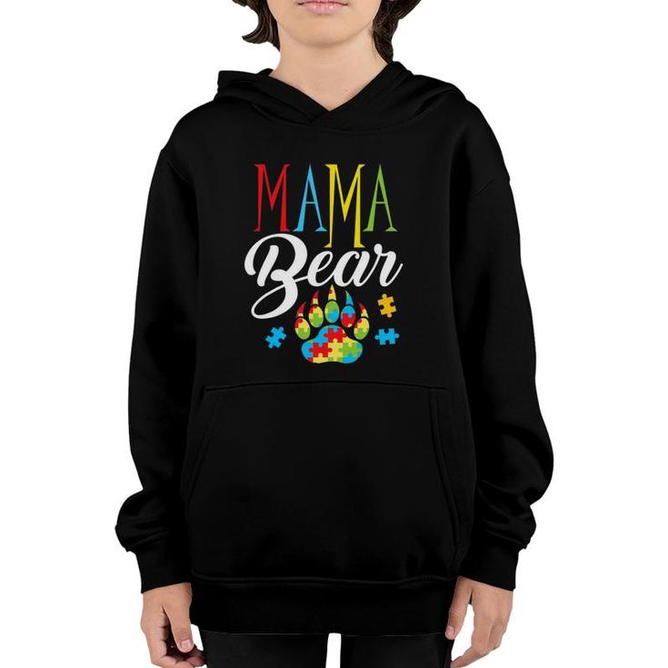 Autism Mama Bear Paw Puzzle Piece Child Womens Autistic Youth Hoodie