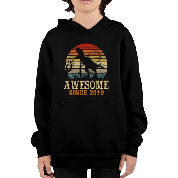 Awesome Since 2019 Dinosaur 2 Years Old 2Nd Birthday Youth Hoodie