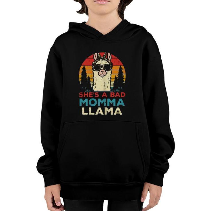 Bad Momma Llama Retro Alpaca Mother's Day Mom Mama Women Youth Hoodie
